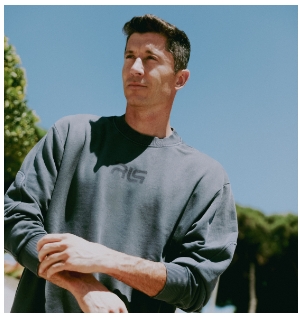 Pánská tepláková mikina oversize bez kapuce 4F x Robert Lewandowski - šedá