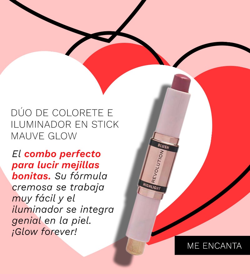  DUO DE COLORETE E ILUMINADOR EN STICK MAUVE GLOW El combo perfecto para lucir mejillas bonitas. Su formula cremosa se trabaja muy fdcil y el iluminador se integra genial en la piel. iGlow forever! 