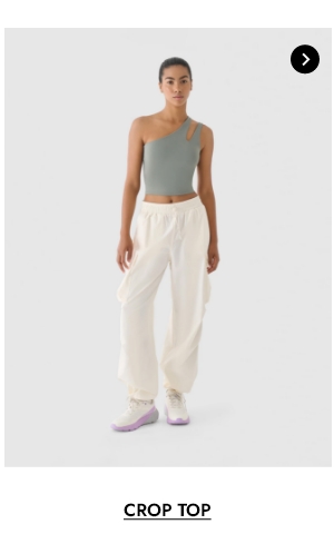 Sportovní crop top na jedno rameno 4F x Anna Lewandowska - khaki
