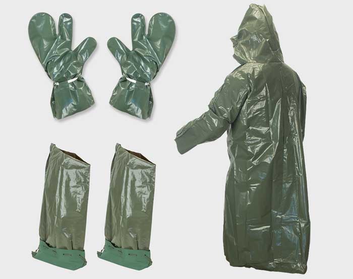 08-8802 CHEMICAL PROTECTION PONCHO SET INCLUDES GLOVES AND BOOTIES