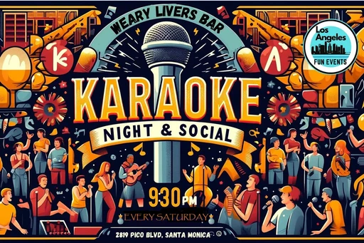 Saturday Night Karaoke & Social | Singles and Friends
Come sing your favorite songs with new friends & a local scene!
🎤 Karaoke Night at Weary Livers 🍹
Join us at Weary Livers in Santa Monica for a cozy evening of karaoke and socializing on July 6th, 2024, from 9:30 PM until midnight. It's the perfect blend of a unique Victorian-inspired setting and a modern, fun vibe.
🎵 Sing Your Heart Out Our karaoke playlist has something for everyone - whether you're into classic hits or today's chart-toppers. So, whether you love singing or prefer to cheer on others, the stage is yours!
🥂 Meet & Greet Over Drinks Enjoy our selection of handcrafted cocktails, wines, and beers while you chat and connect with fellow music and fun enthusiasts. It's a great chance to make new friends in a unique and inviting atmosphere.
Where: Weary Livers, Santa Monica
When: Saturday July 6th, 2024, 9:30 PM - 1:00 AM
Age: 21 and up