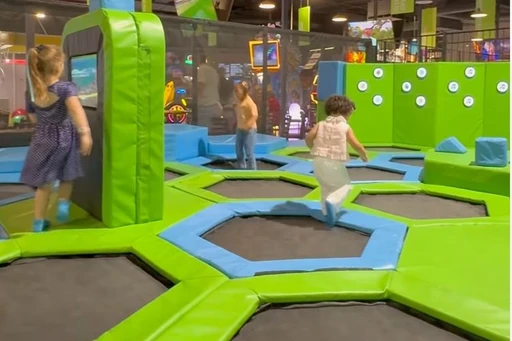 Miami Indoor Trampoline and Amusement Park
Interactive trampolines with basketball hoops, obstacles, ramps, and slides.
There are numerous arcade machines, you’ll love the food, and there’s a sports bar with many screens so parents can watch soccer games or any other sport.
