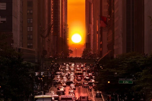 Catch the year’s last Manhattanhenge
Manhattanhenge is when the setting sun aligns with the street grid of Manhattan, illuminating every cross street on the north and south sides of the borough, and the year’s final Manhattanhenge will be on Thursday, July 11th, with the half sun version on Friday, July 12th.