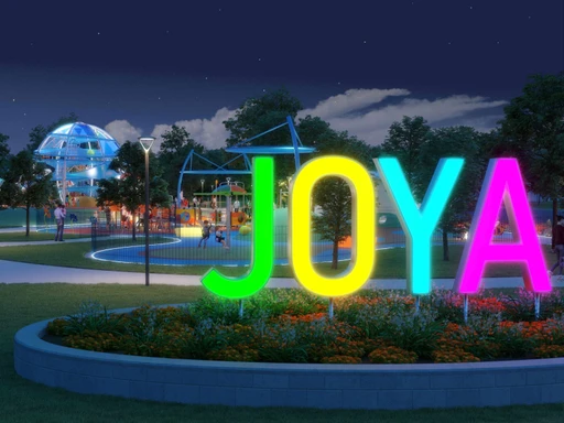 Joya is an inclusive, glow-in-the-dark playground that comes alive at night! It allows for day and evening play as special lights illuminate each night at sunset.
The standout play structure is the 27ft Lit Sphere!
It has 6 levels of large hammocks with multiple slides and climbing structures.
We love that there are separate play areas for big kids and toddlers! Other play equipment includes swings, an obstacle course, zip line, spin zone, and glow seating.