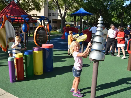 Allen Shivers Park in Dallas
What makes it noteworthy: Whether your kids are crawling, walking or have limited mobility, this playground will keep them entertained. The rubber-padded, wheelchair-accessible park has many interactive structures to explore, including music and dancing games, miniature rock climbing walls and a playhouse.
Extras: Shade cover over play structures and benched areas ensures this park will stay fun even in Texas' summer heat. The perimeter gate keeps curious kids inside the park. Benches and picnic tables scattered around the playground allow adults and tired kids plenty of places to sit.
Safety: Allan Shivers Park scored an A* on the Safety Report Card. The newly renovated playground offers well-maintained structures for all abilities.
Plus
+ Lots of shade
+ Restrooms and water fountains
+ Perimeter gate