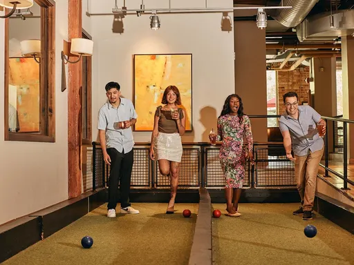 Grab your Swiftie friends for bocce and bowling!

To celebrate Taylor’s arrival, Pinstripes Aventura is offering themed drinks, such as the “Swiftie Spritz” (made with a refreshing blend of prosecco and Aperol) and the “Love Story Lemonade,” a nonalcoholic botanical lavender-infused lemonade. 

The entertainment hub boasts 12 bowling lanes, five indoor and outdoor bocce courts, a tantalizing Italian-American menu and curated wine cellar.