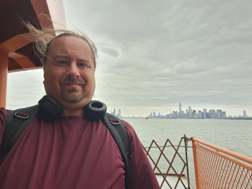 Bit of a windy ride on the ferry, approaching Manhattan.