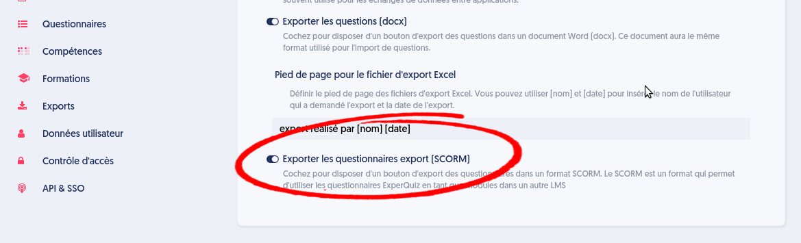 Récupérer dans la plateforme ExperQuiz le fichier SCORM.