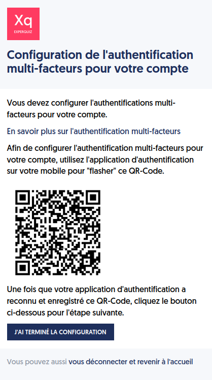 Authentification multi-facteurs activation et configuration.