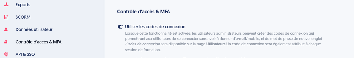 activer la fonctionnalité de connexion sans mot de passe.