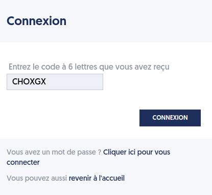 code de connexion à la formation.