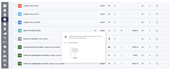 Visualisation du contenu des questions au survol.