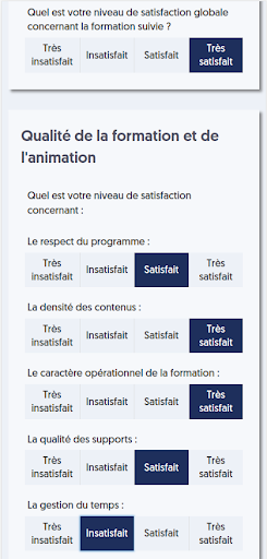 Exemple d'enquête de satisfaction de formation.