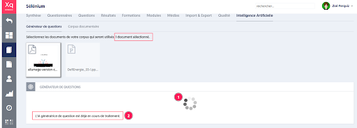 Génération des questions grâce à l'IA.