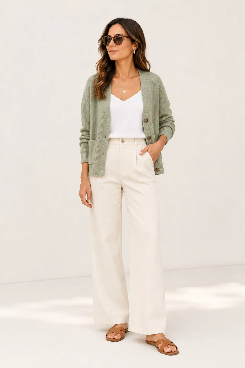 Relaxed Fall Brunch Outfit: soft knit, relaxed jeans and loafers in oatmeal, denim and brown.