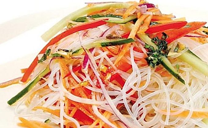 Salad with funchose and vegetables. Detailed recipe
