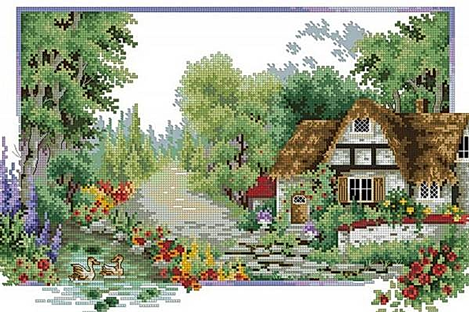 Cross stitch embroidered pictures