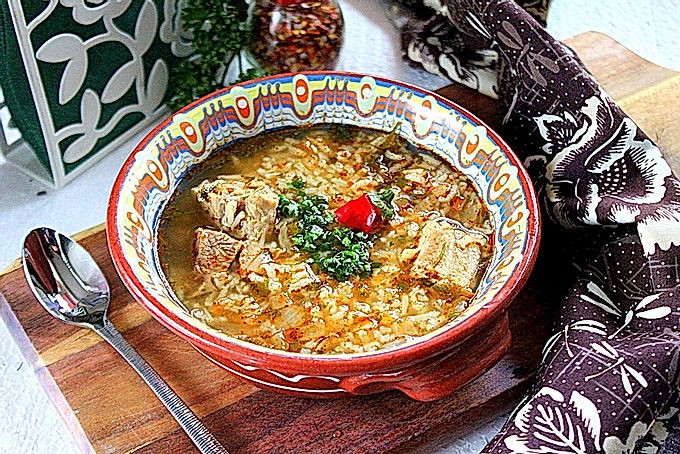Hearty pork kharcho soup