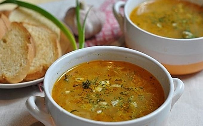 Unique cabbage soup with porcini mushrooms