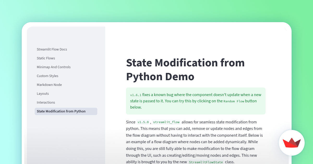 State Modification from Python - Streamlit Flow