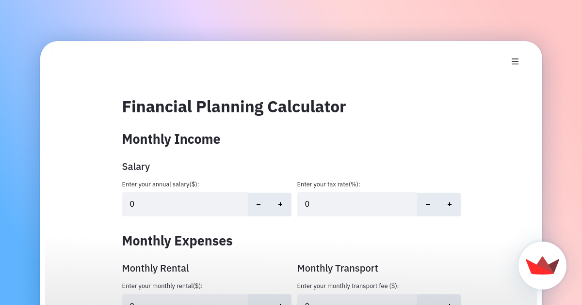 Financial Planning Calculator · Streamlit