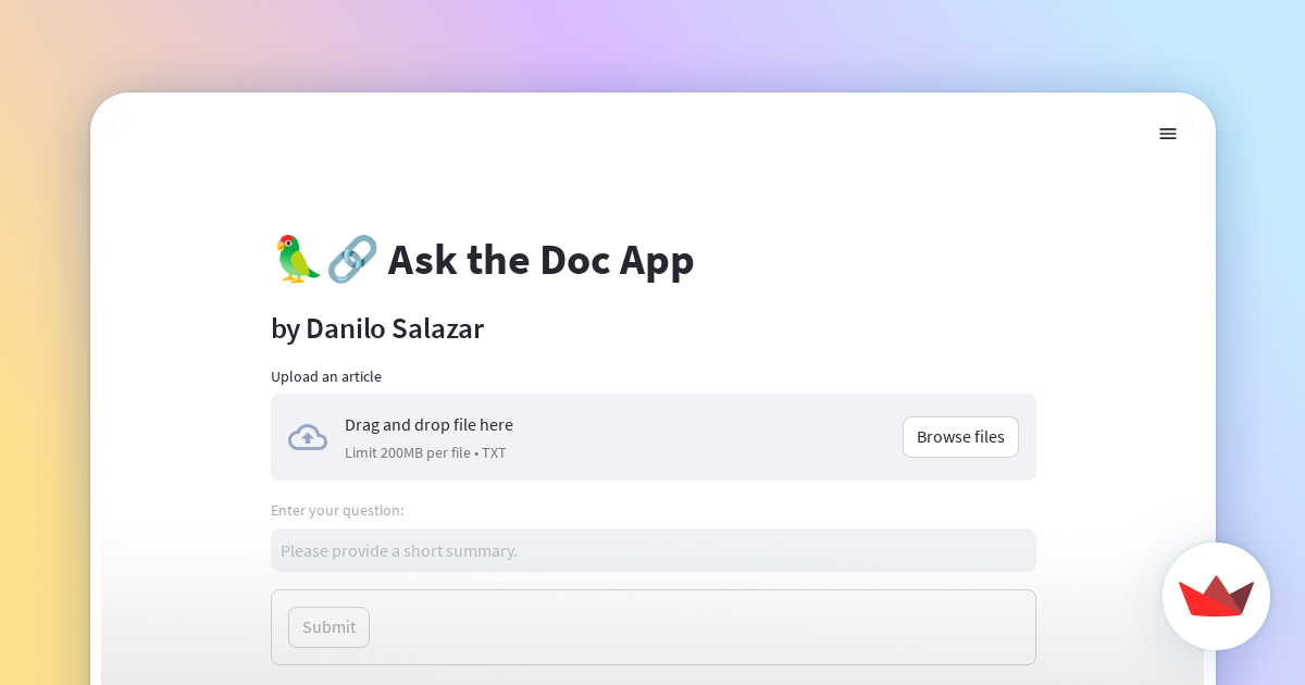 Ask The Doc App Using Langchain