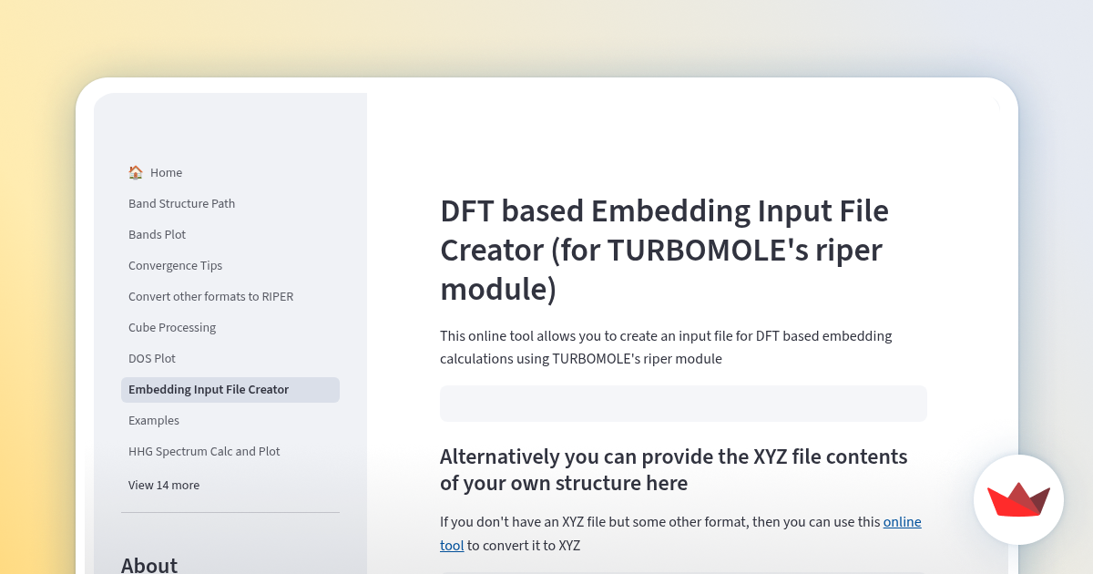 DFT based Embedding Input File Creator (for TURBOMOLE's `riper` module)