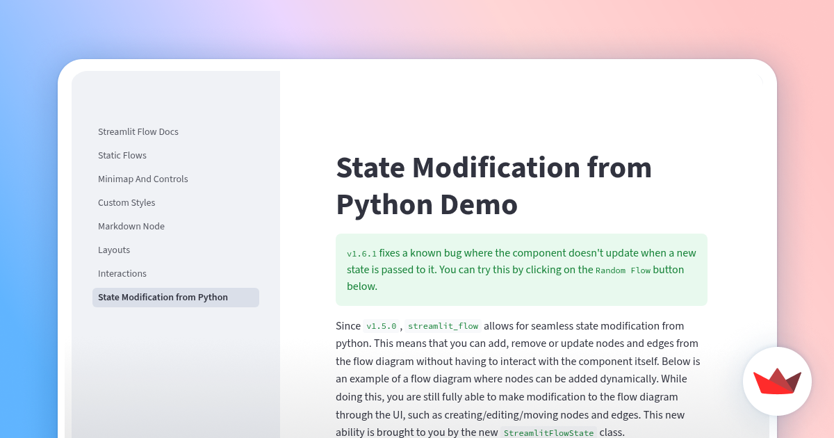 State Modification from Python - Streamlit Flow