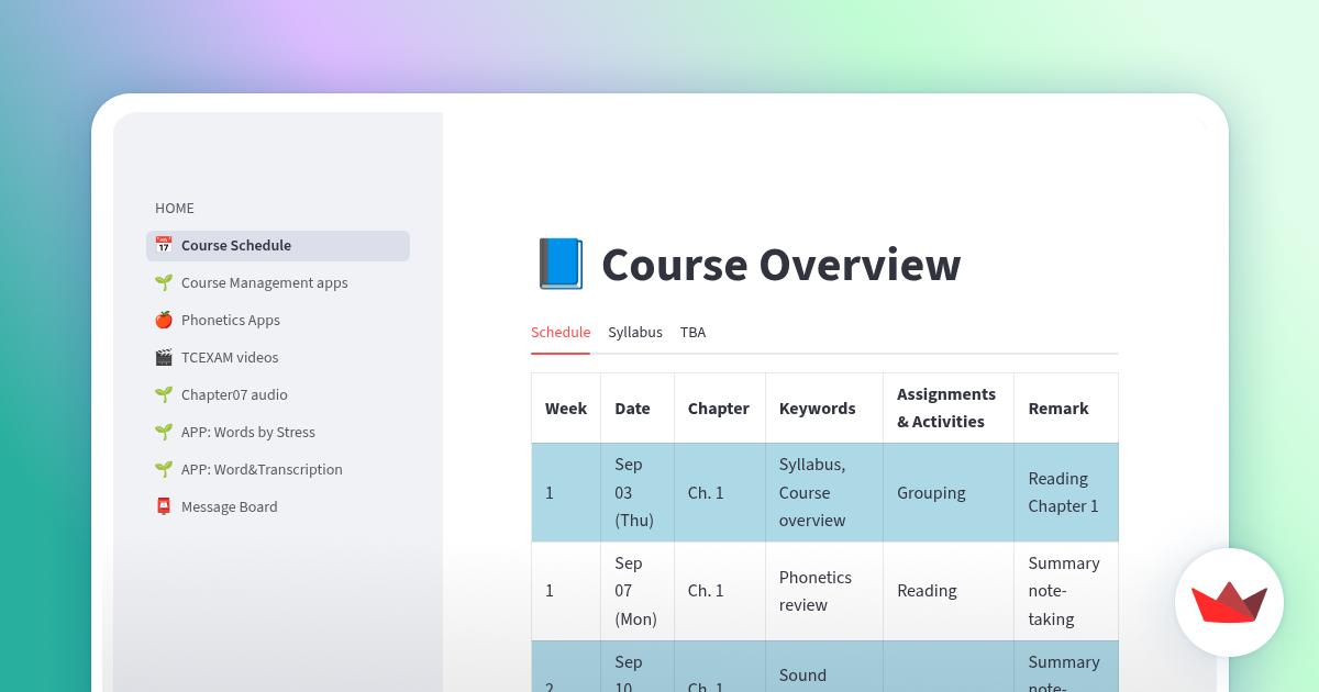 📘 16-Week Course Schedule