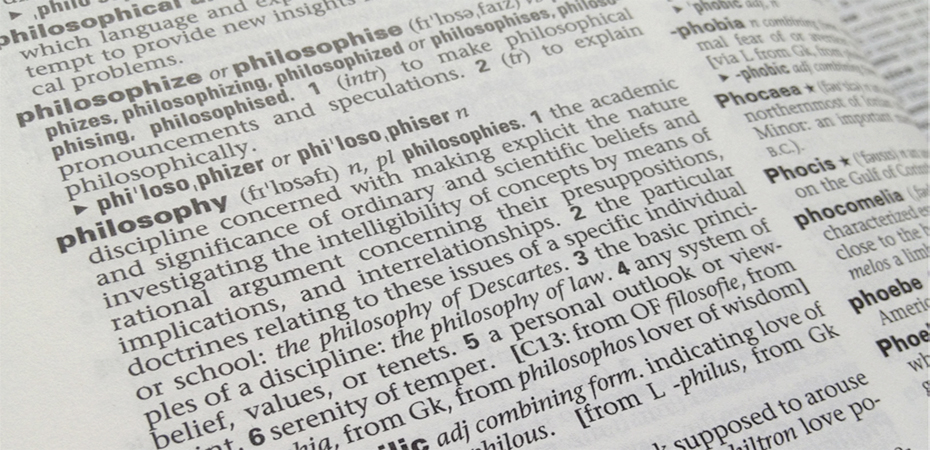 Extract from a dictionary: "Philosophy 1. The academic discipline concerned with making