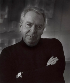 Black and white portrait of British architect, David Chipperfield