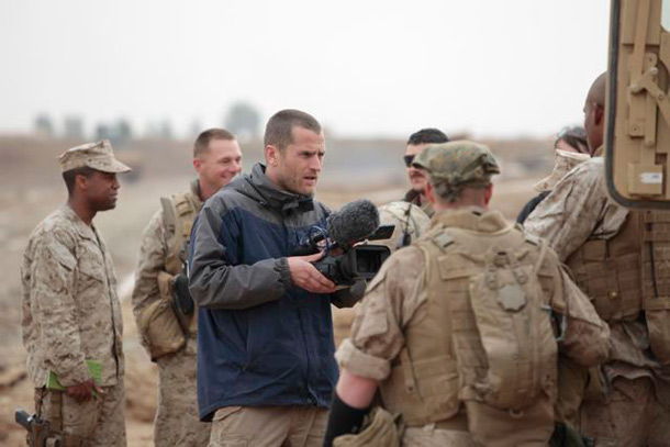 Ben Anderson filming, out on manoeuvres in Marjah