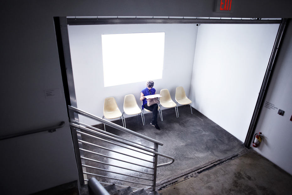 Woman seated People looking at art, Art Basel Miami 2012 Barbara Anastacio