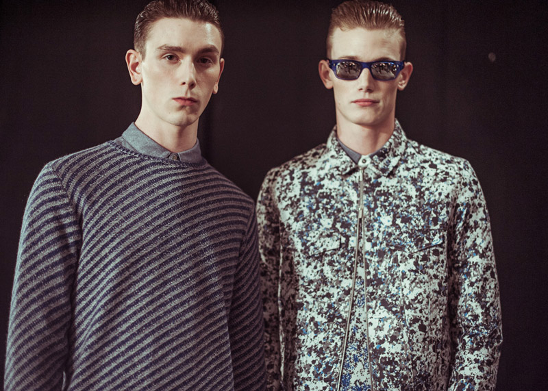 PORT-Web-Richard-Nicoll- backstage AW13 jumper and printed shirt