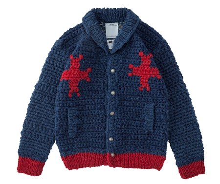 Visvim-knitted-cardigan-navy-blue-with-red-star