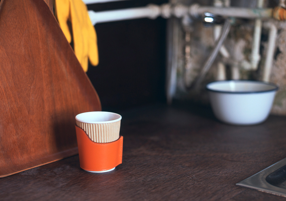 Emerald Leather Coffee Cup Holder