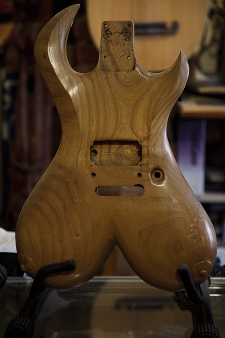 A guitar body in Rick Kelly's workshop Photography Reto Sterchi