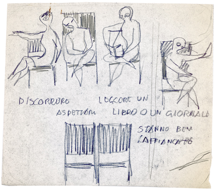 Ergonomic studies by Gio Ponti for the D. 270.2 reissued this year by Molteni & C