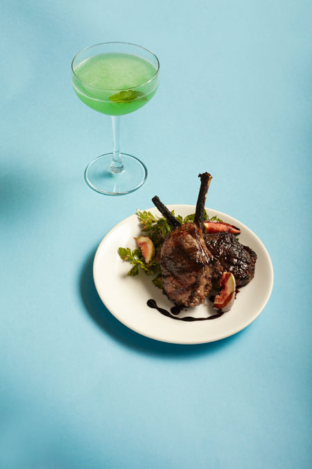 Grilled-lamb-cutlets,-fig-and-parsley-salad-and-Minimalist-cocktail