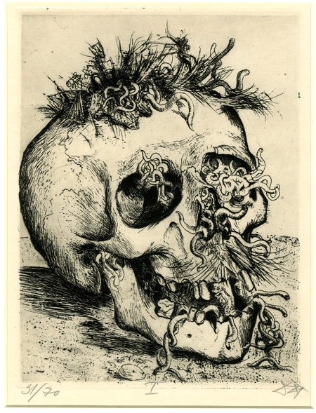 Skull (Schädel). Etching on paper