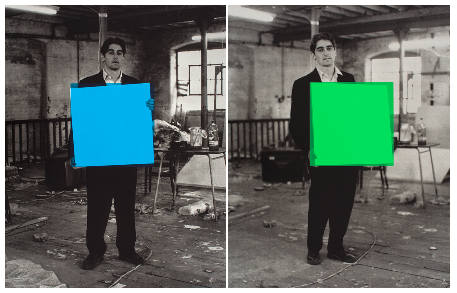 Angus Fairhurst, (left) When I Woke up in the Morning the Feeling was still there (blue), 1997; (right) Angus Fairhurst, When I Woke up in the Morning the Feeling was still there (green), 1997