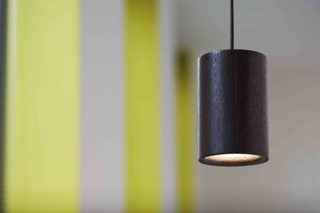 Pendant Cylinder light, oak. Courtesy of Terence Woodgate