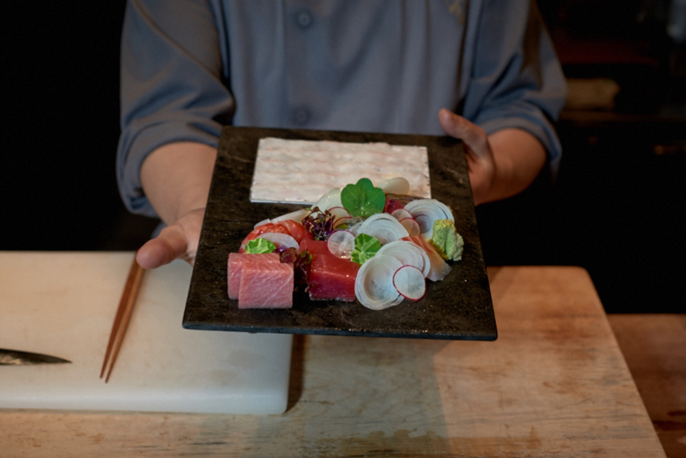 Assorted Cornish and Portuguese Ikejime fish sashimi plate