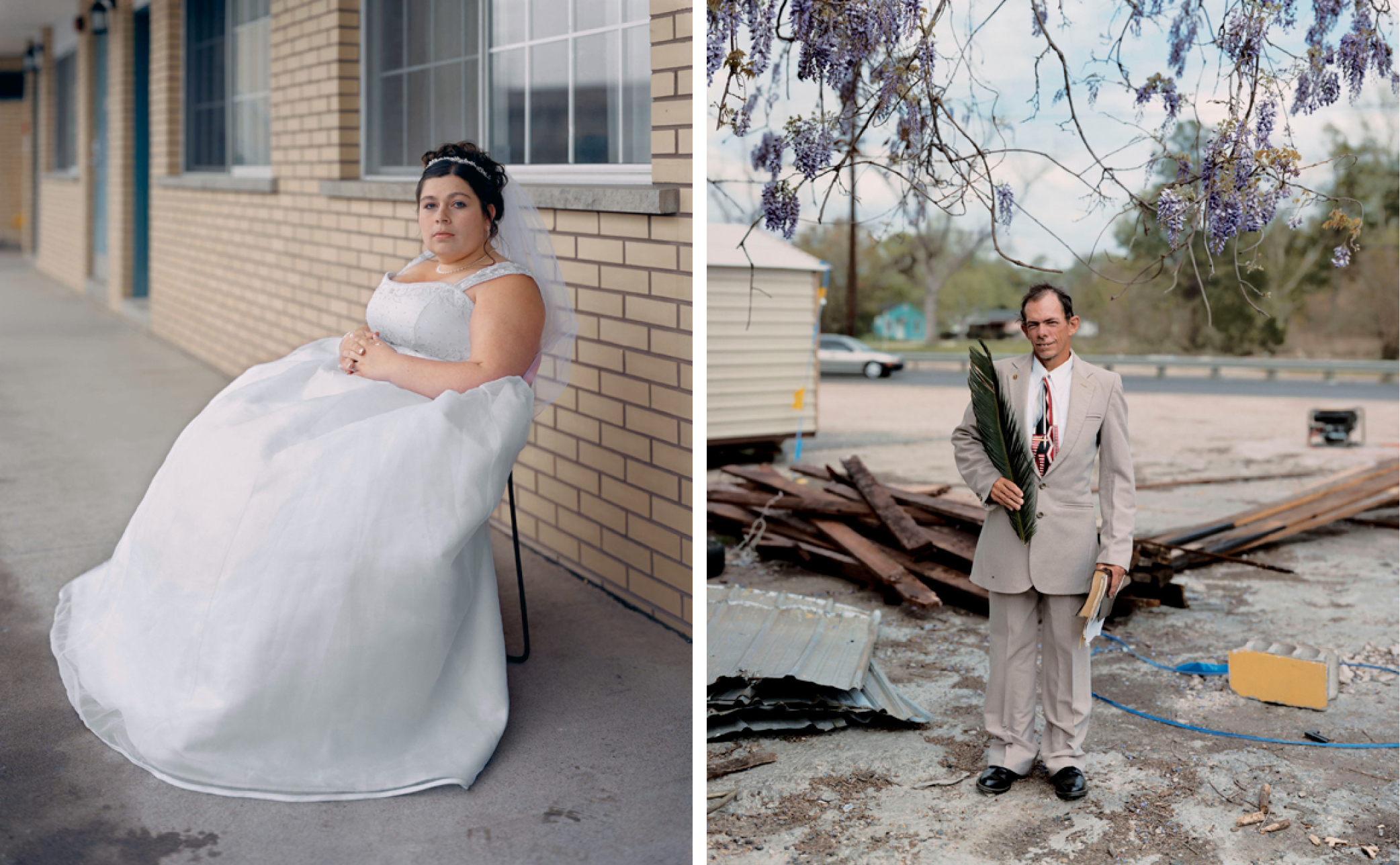 Left: Melissa, 2005, from Niagara © Alec Soth.  Right: Patrick, Palm Sunday, Baton Rouge, Louisiana, 2002, from Sleeping by the Mississippi © Alec Soth.