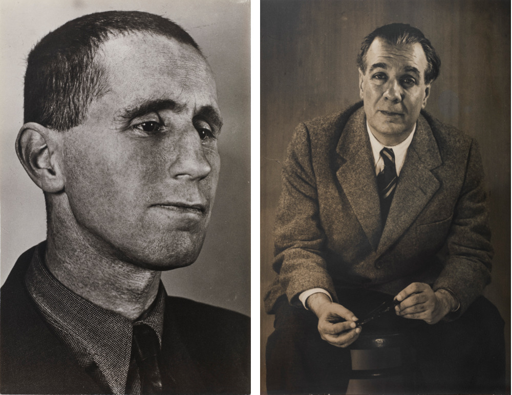 Left: Grete Stern, Bertolt Brecht, 1934 – Right: Grete Stern, Jorge Luis Borges, 1951