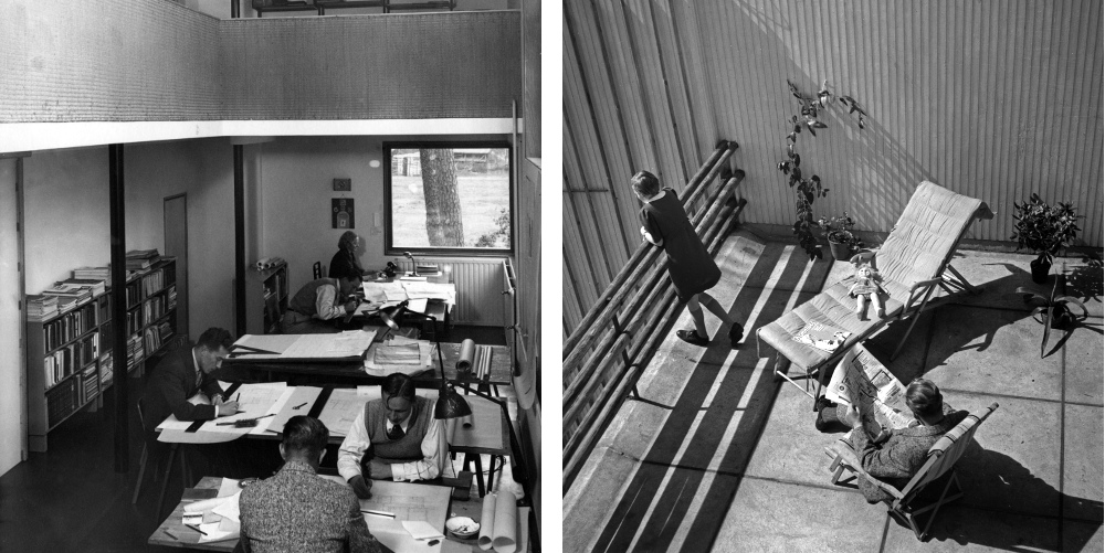 Left: The Aalto House studio in the 1930s © Alvar Aalto Museum – Right: Family life at the Aalto House in the 1930s Photo by Eino Mäkinen © Alvar Aalto Museum © Alvar Aalto Museum