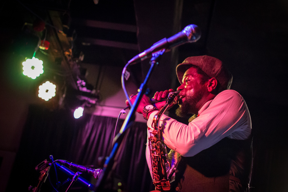 Soweto Kinch performs at Drambuie's Brass and Crimson sessions, as part of Edinburgh Jazz Festival 2016