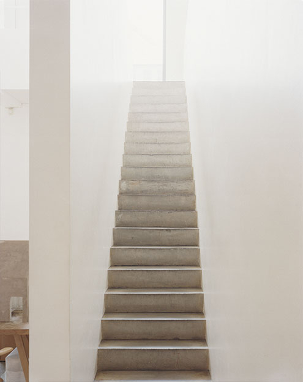 These stark concrete stairs in Pawson’s studio are typical of his signature brand of minimalism