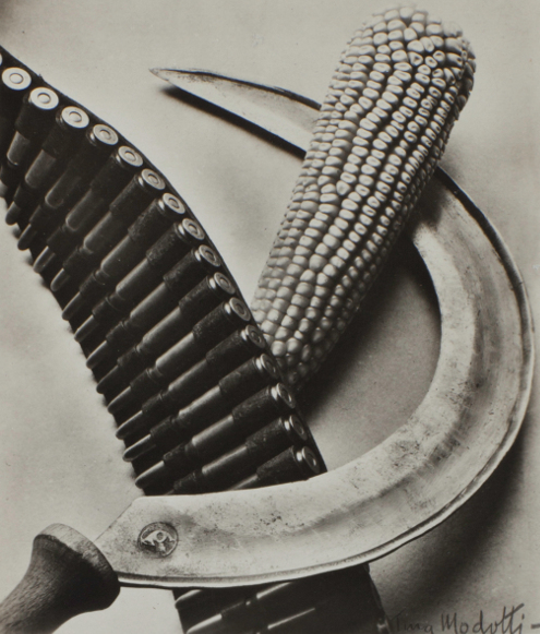 Tina Modotti 1896-1942 Bandolier, Corn and Sickle,1927 Photograph, gelatin silver print on postcard stock 95 x 79 mm The Sir Elton John Photography Collection 