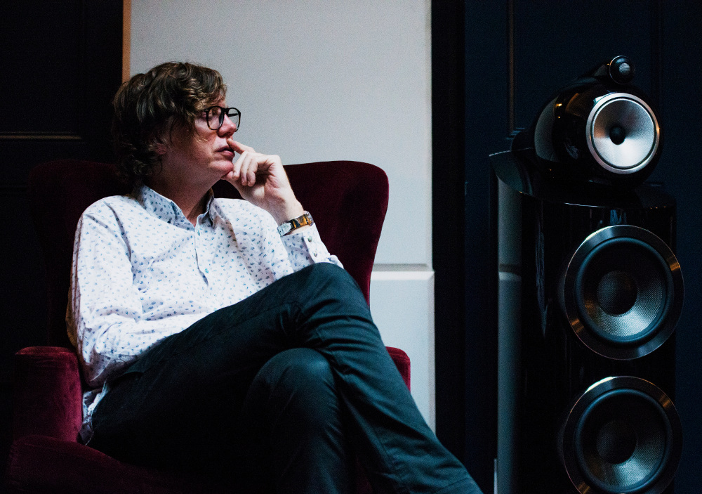 Thurston Moore speaking at a Bowers & Wilkins even in partnership with The House of St Barnabas, in the club's Listening Room. Photo – Ania Shrimpton